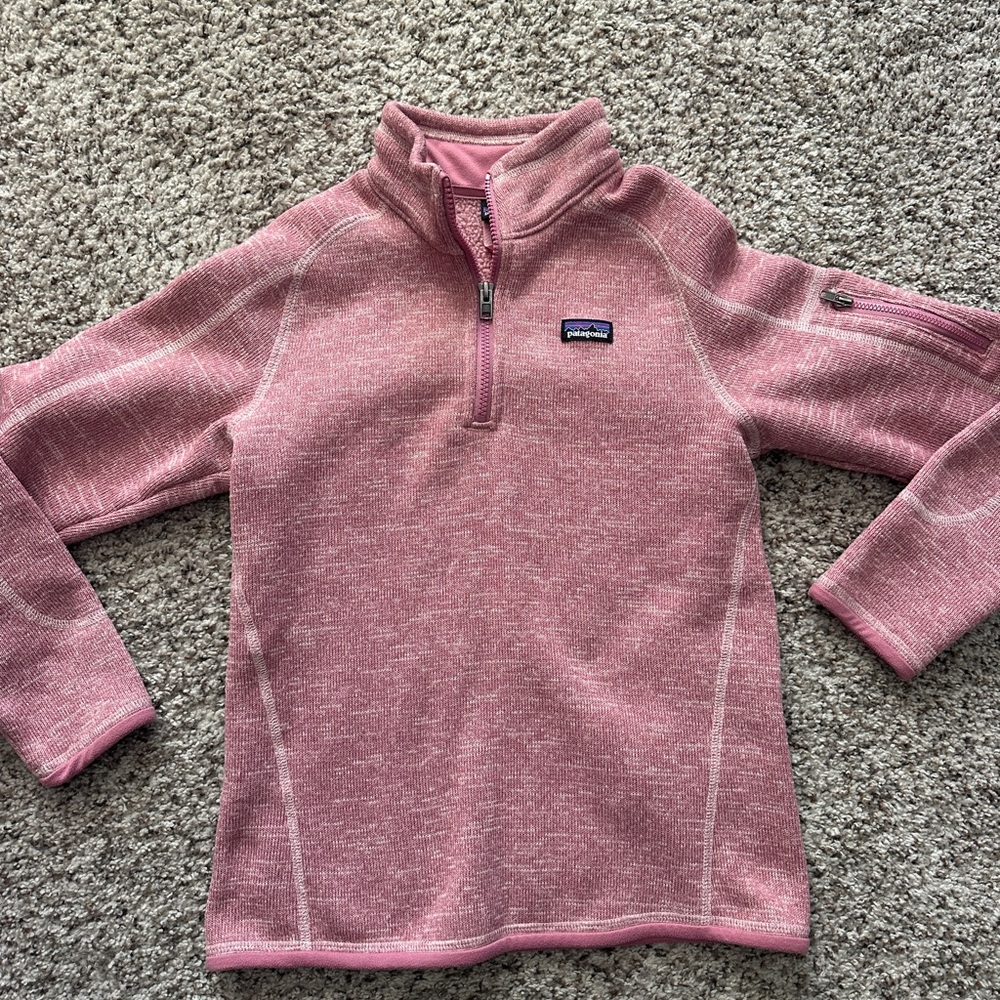 Patagonia Rose Pink Fleece Pullover large 12 girls better sweater
